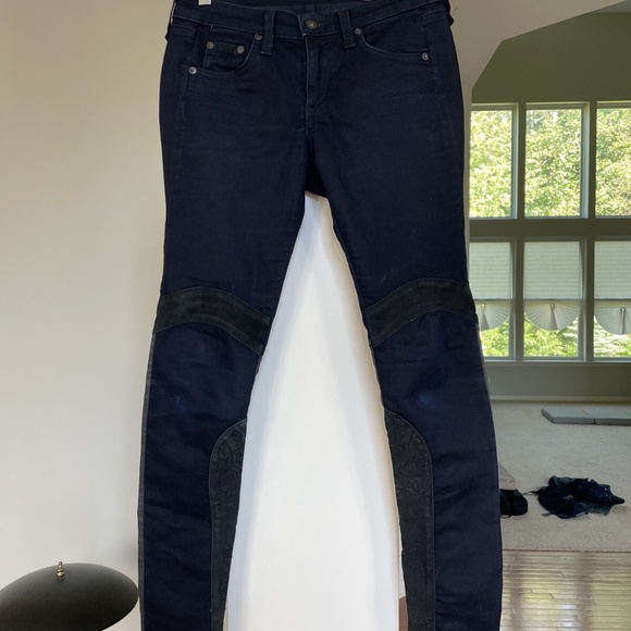 Womens RAG & BONE Dark Wash Midnight Slim Skinny Jeans Sz 26 Lamb Leather - Picture 1 of 9